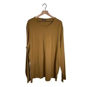 TALENTLESS classic cotton long sleeve minimalist tshirt in mustard L
